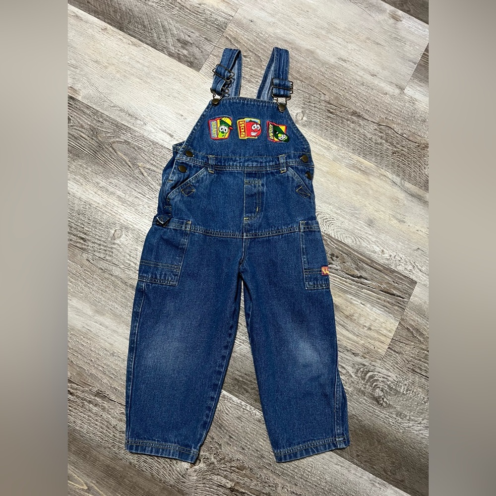 Vintage Veggie Tales Toddler Boys Denim Overalls